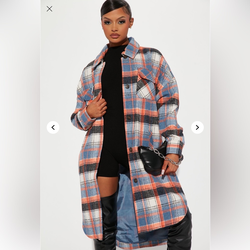 Plaid Shacket Long Coat